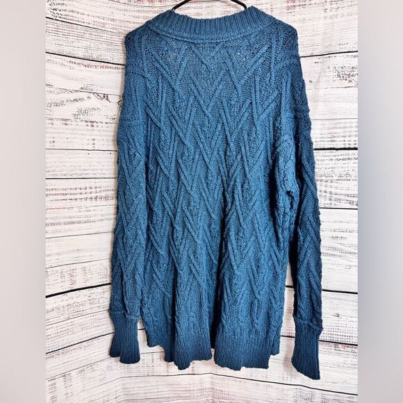 Free People Sweater Womens Sz S Montana Cable Cardigan Cotton Blend oversized - Picture 5 of 14